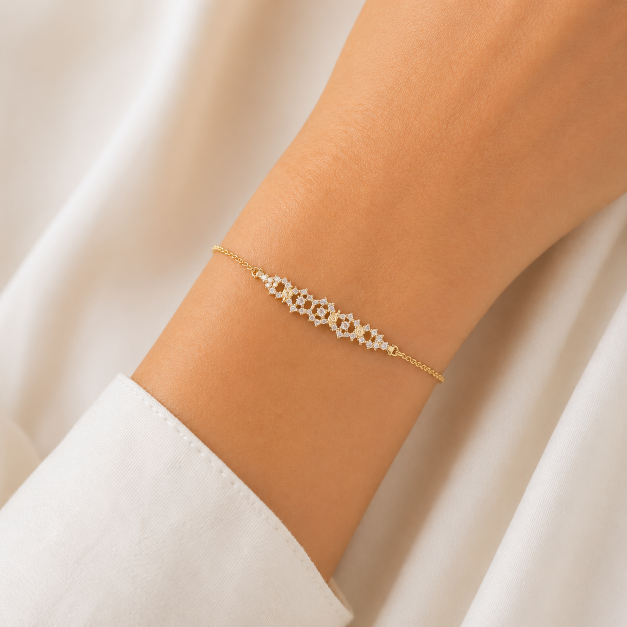 BRACELET Women's SENZIO Collection K14 Yellow Gold with Zircon Stones 5DIV.248458B - 