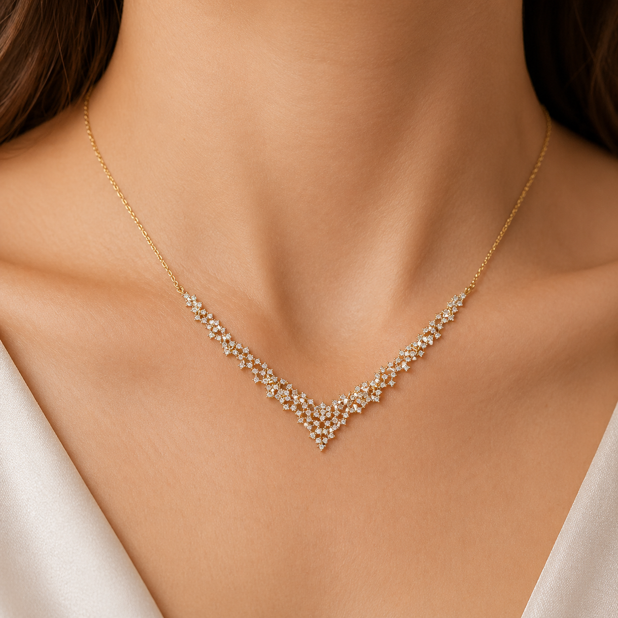 NECKLACE SENZIO Collection Yellow Gold K14 with Zircon Stones 5DIV.248458C - 