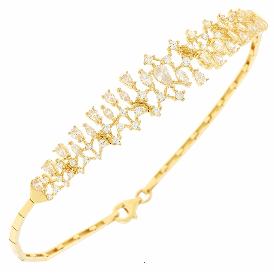 ΒΡΑΧΙΟΛΙ Πετράτο SENZIO Collection Κίτρινο Χρυσό K14 με Πέτρες Ζιργκόν 5DIV.248485B - 