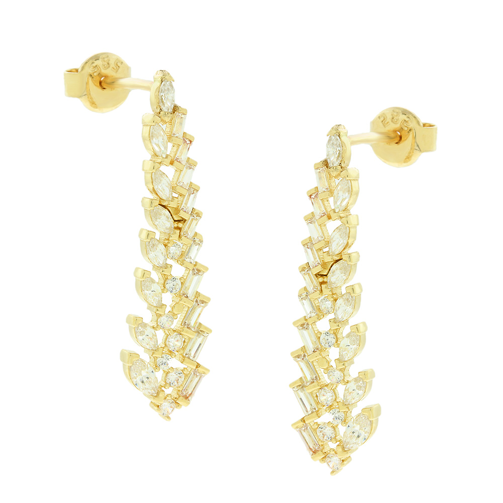 EARRINGS Full Stones SENZIO Collection Yellow Gold K14 with Zircon Stones 5DIV.248540OR