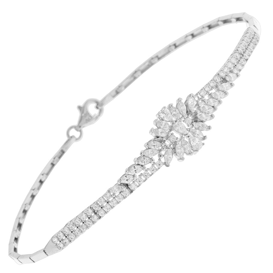 ΒΡΑΧΙΟΛΙ SENZIO Collection Κ14 Λευκό Χρυσό με Πέτρες Ζιργκόν 5DIV.24865BB - 