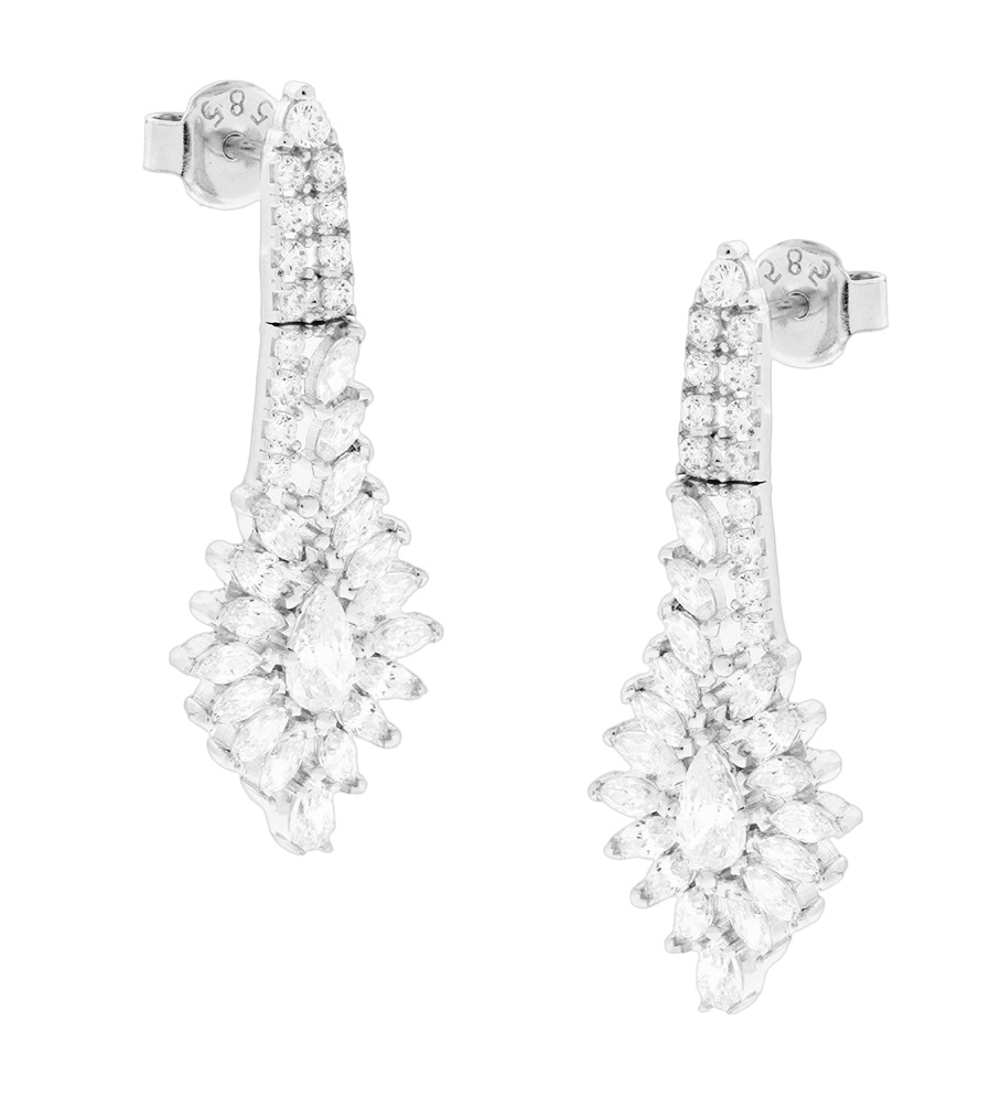 ΣΚΟΥΛΑΡΙΚΙΑ Κρεμαστά SENZIO Collection σε Λευκό Χρυσό Κ14 με Ζιργκόν 5DIV.24865BOR - 