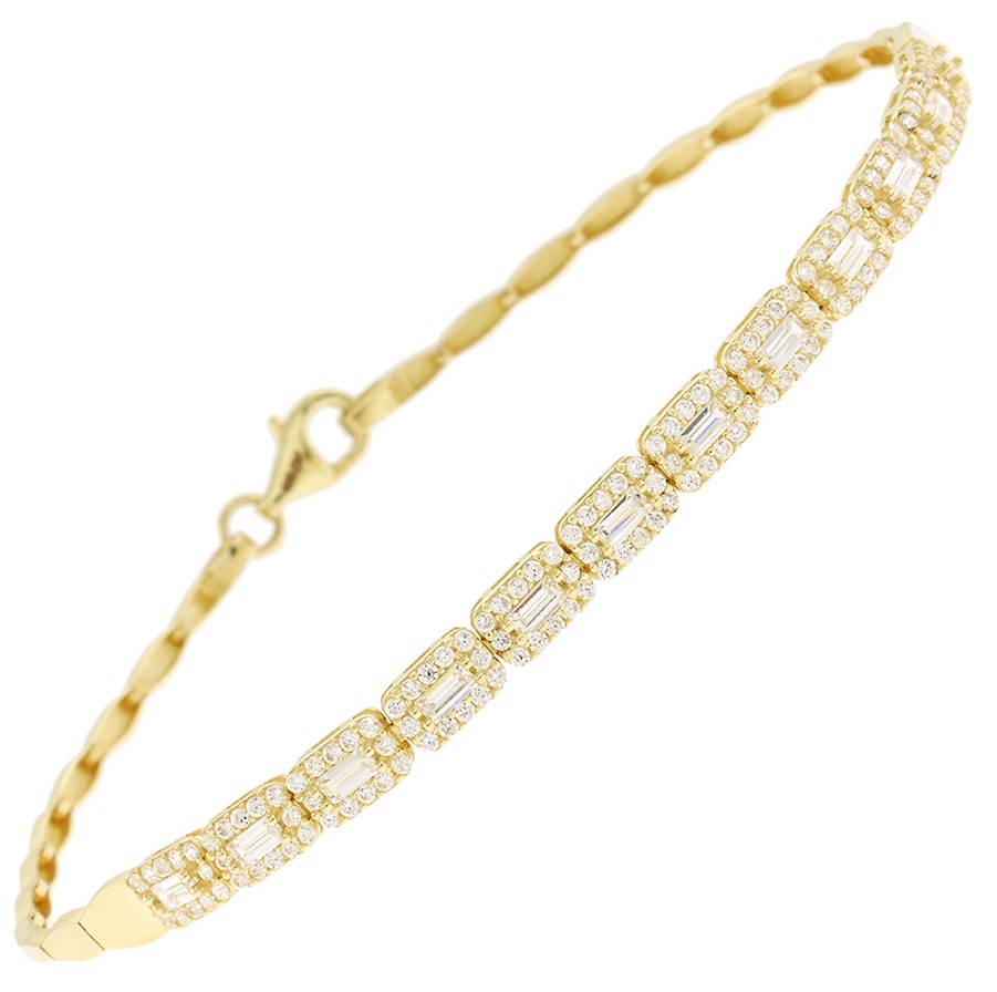 ΒΡΑΧΙΟΛΙ SENZIO Κίτρινο Χρυσό 14K με Πέτρες Ζιργκόν 5DIV.26809B - 