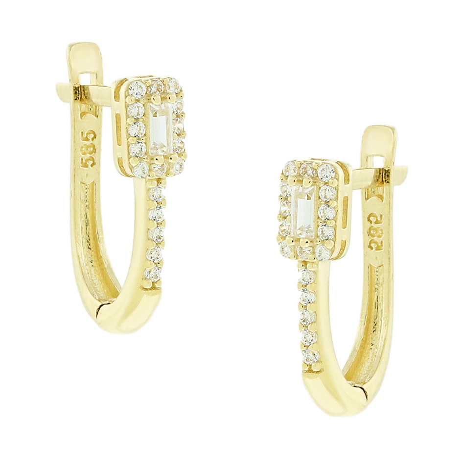 ΣΚΟΥΛΑΡΙΚΙΑ SENZIO Κίτρινο Χρυσό 14K με Πέτρες Ζιργκόν 5DIV.26809OR - 