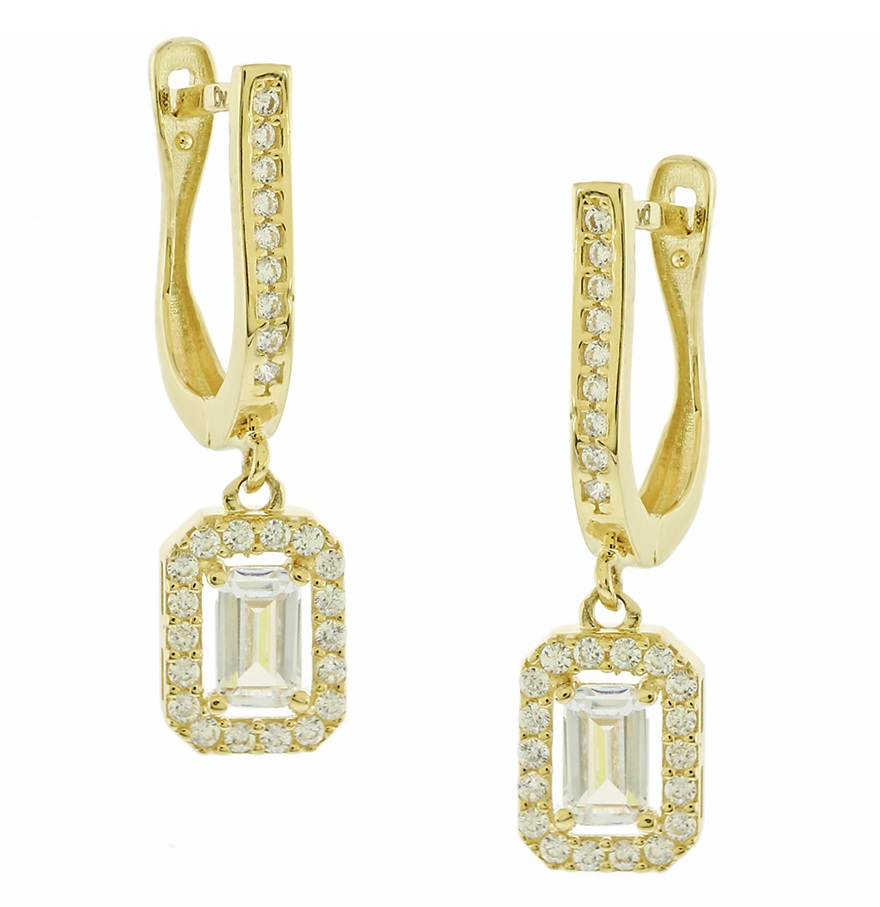 ΣΚΟΥΛΑΡΙΚΙΑ SENZIO Κίτρινο Χρυσό 14K με Πέτρες Ζιργκόν 5DIV.8151614OR - 