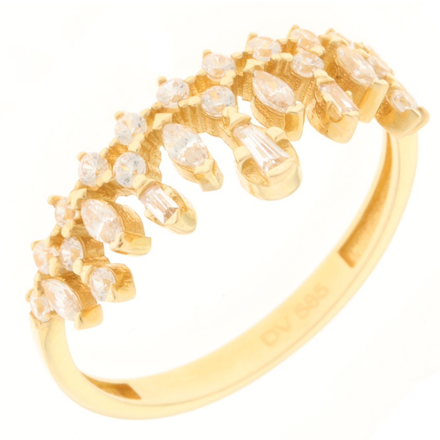 RING Full Stones SENZIO Yellow Gold K14 with Zircon Stones 5DIV.8559R - 