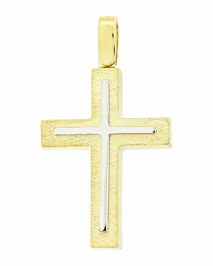 ΣΤΑΥΡΟΣ SENZIO Collection από Κ14 Κίτρινο και Λευκό Χρυσό 5DO.0361ST