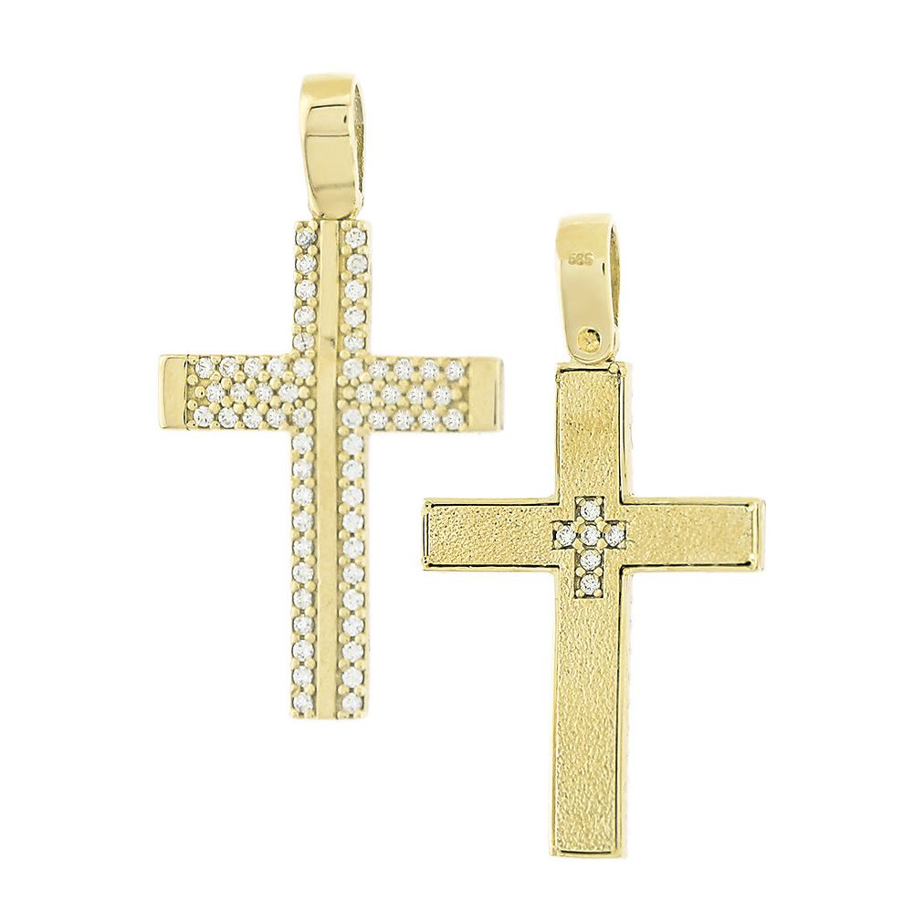CROSS Women's Double Sided SENZIO Collection K14 Yellow Gold with Zircon Stones 5DO.D487CR