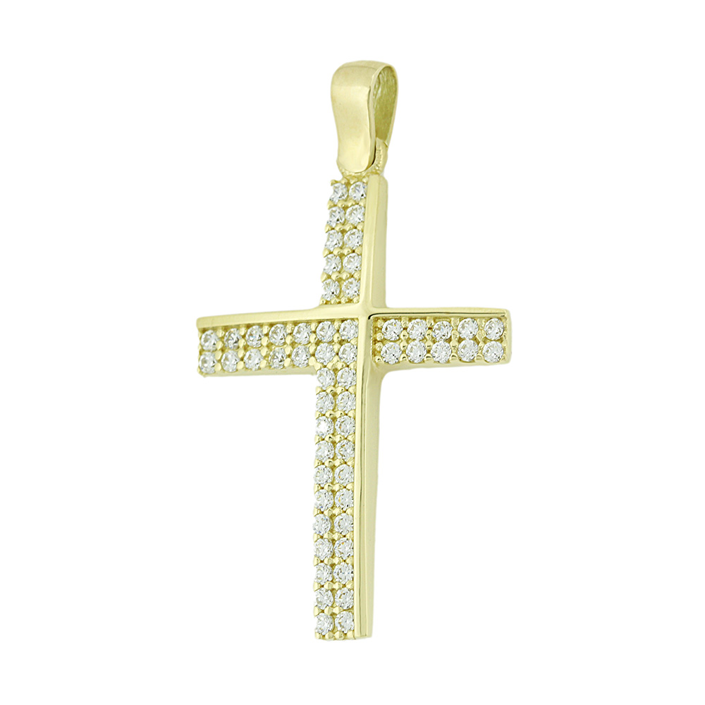 ΣΤΑΥΡΟΣ SENZIO Collection από Κ14 Κίτρινο Χρυσό με πέτρες Ζιργκόν 5DO.692CR