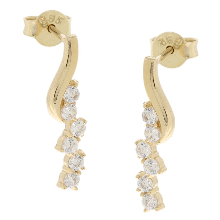 ΣΚΟΥΛΑΡΙΚΙΑ Κρεμαστά Πετράτα SENZIO Collection Κίτρινο Χρυσό K14 με Πέτρες Ζιργκόν 5FAV.450OR