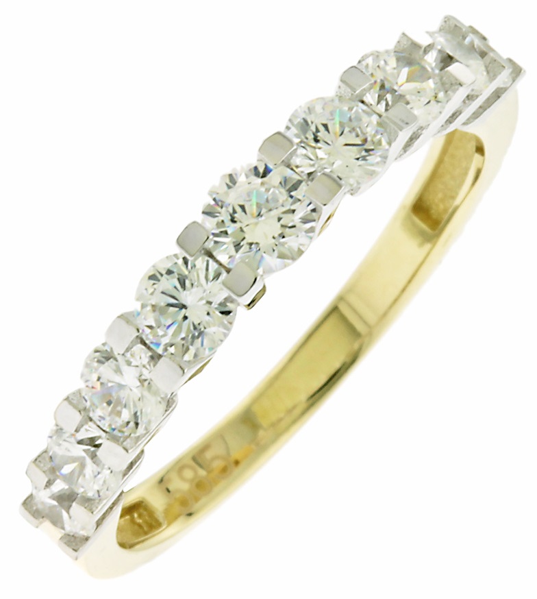 RING Row Yellow and White Gold K14 with Zircon Stones 5FAV.01.1775R