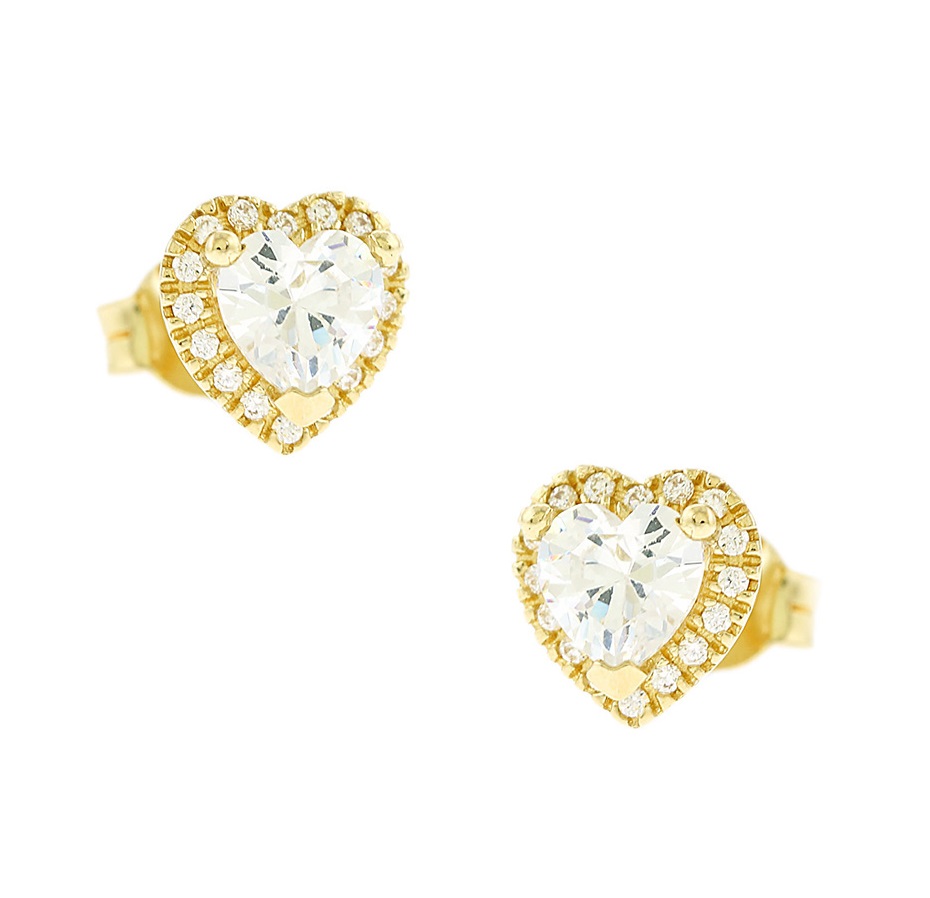 EARRINGS Hearts Yellow Gold 14K with Zircon Stones 5FAV.02.88127OR