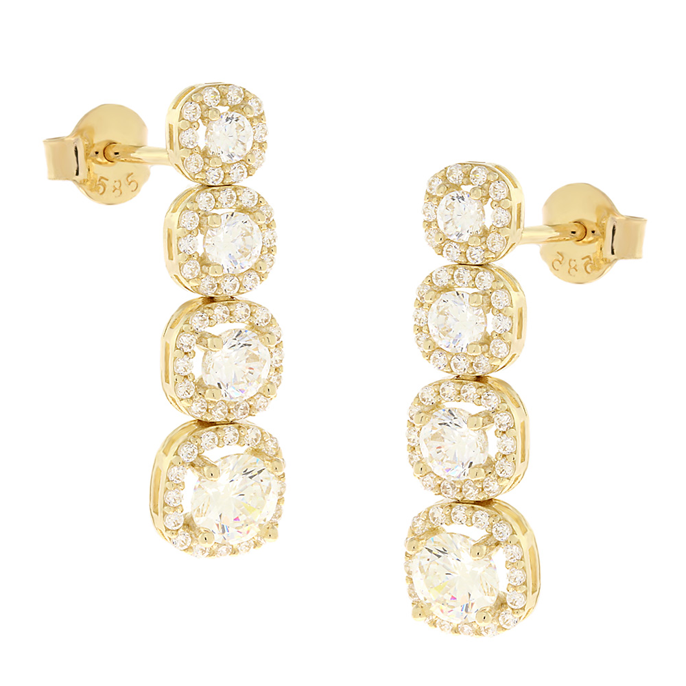EARRINGS Drop Rosette SENZIO K14 Yellow Gold with Zircon Stones 5FAV.88196OR - 