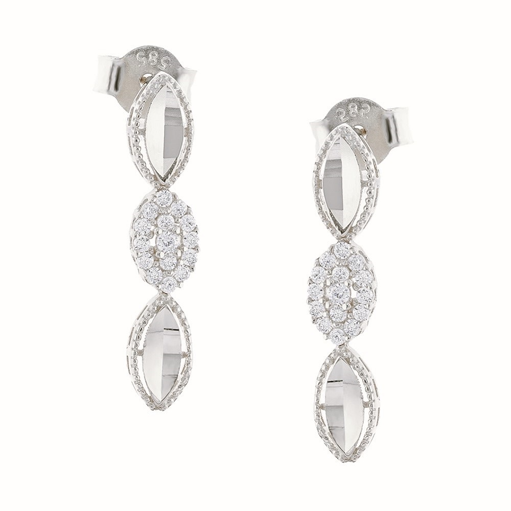 EARRINGS Full Stones SENZIO Collection White Gold K14 with Zircon Stones 5FAV.1219BOR