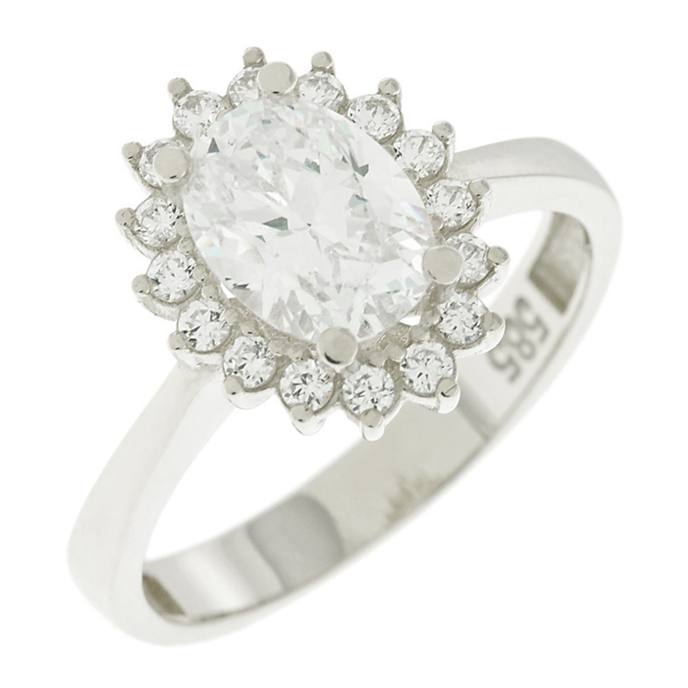 RING Rosette with Zircon in 14K White Gold 5FAV.04.1657BR
