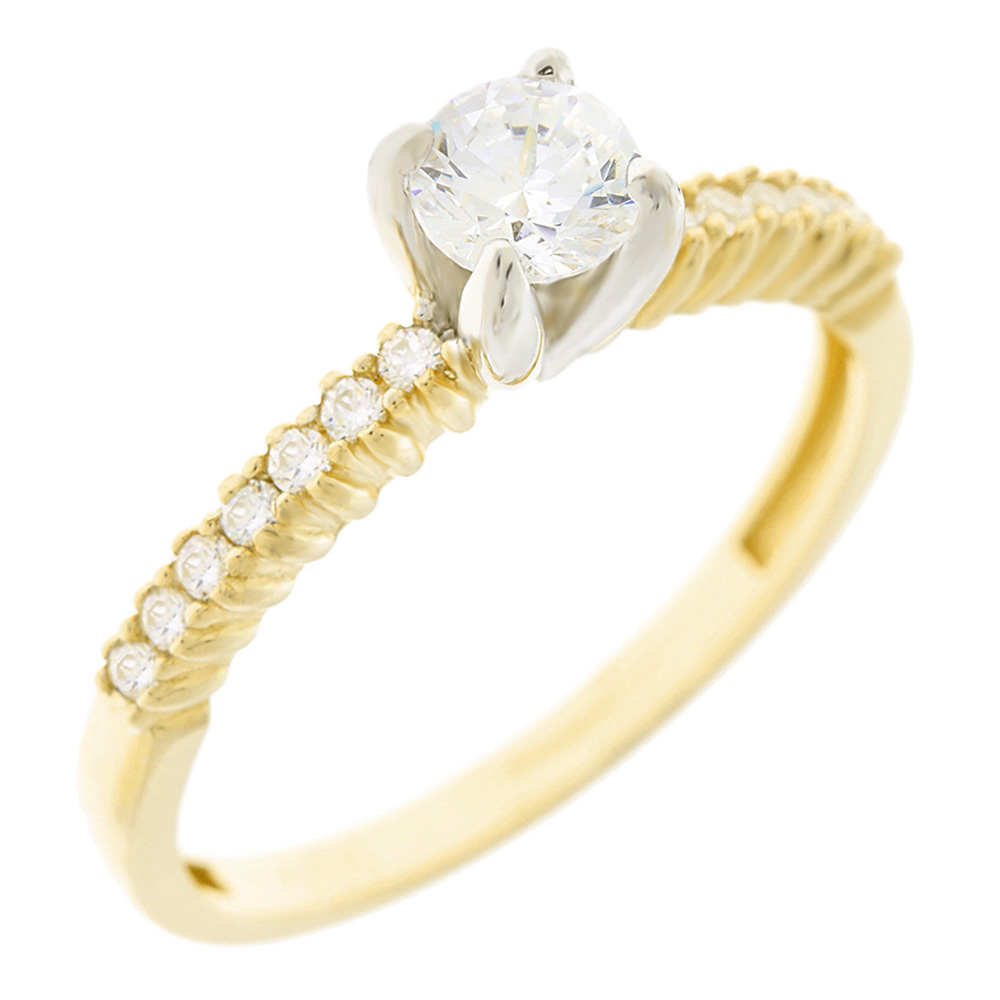 RING Solitaire K14 Yellow Gold with Zircon Stones 5FAV.1459R