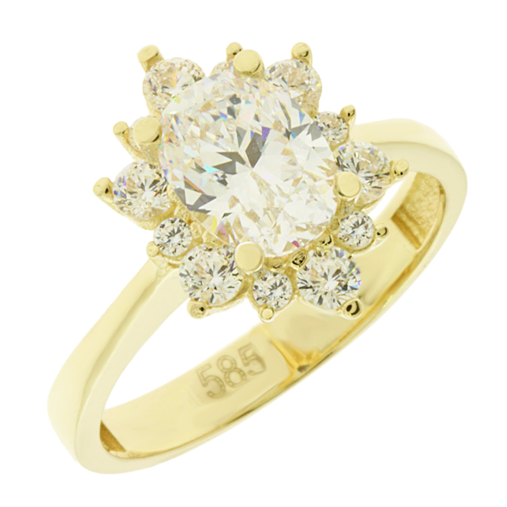 ΔΑΧΤΥΛΙΔΙ Ροζέτα Κίτρινο Χρυσό Κ14 με Πέτρες Ζιργκόν 5FAV.16539R