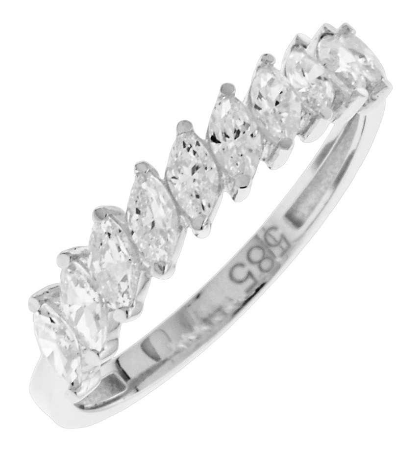 ΔΑΧΤΥΛΙΔΙ Σειρέ SENZIO Collection Λευκό Χρυσό Κ14 με Πέτρες Ζιργκόν 5FAV.1773BR - 