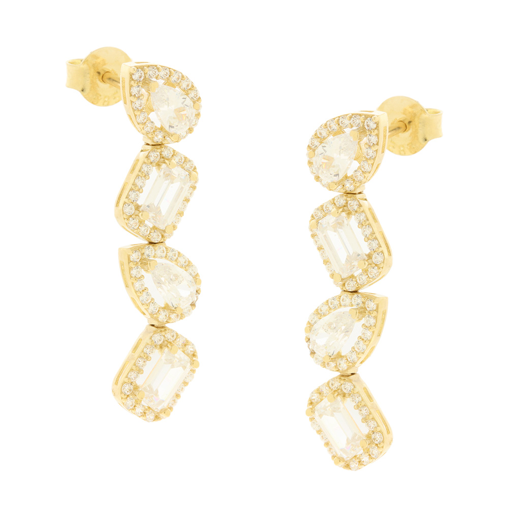 ΣΚΟΥΛΑΡΙΚΙΑ Κρεμαστά Πετράτα SENZIO Collection Κίτρινο Χρυσό K14 με Πέτρες Ζιργκόν 5FAV.88193OR - 