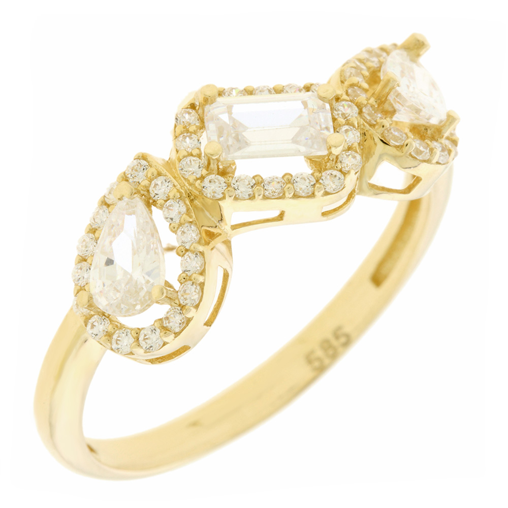 ΔΑΧΤΥΛΙΔΙ Πετράτο SENZIO Collection Κίτρινο Χρυσό K14 με Πέτρες Ζιργκόν 5FAV.88193R - 