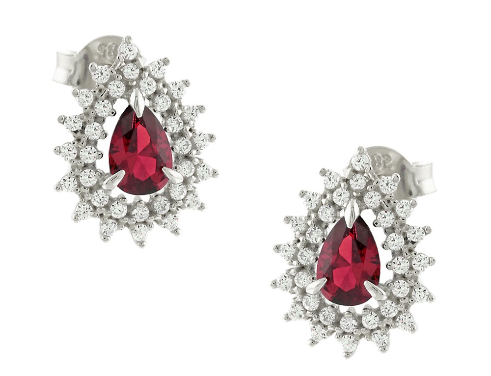 EARRINGS Rosette with Zircon in 14K White Gold 5FAV.882151BOR