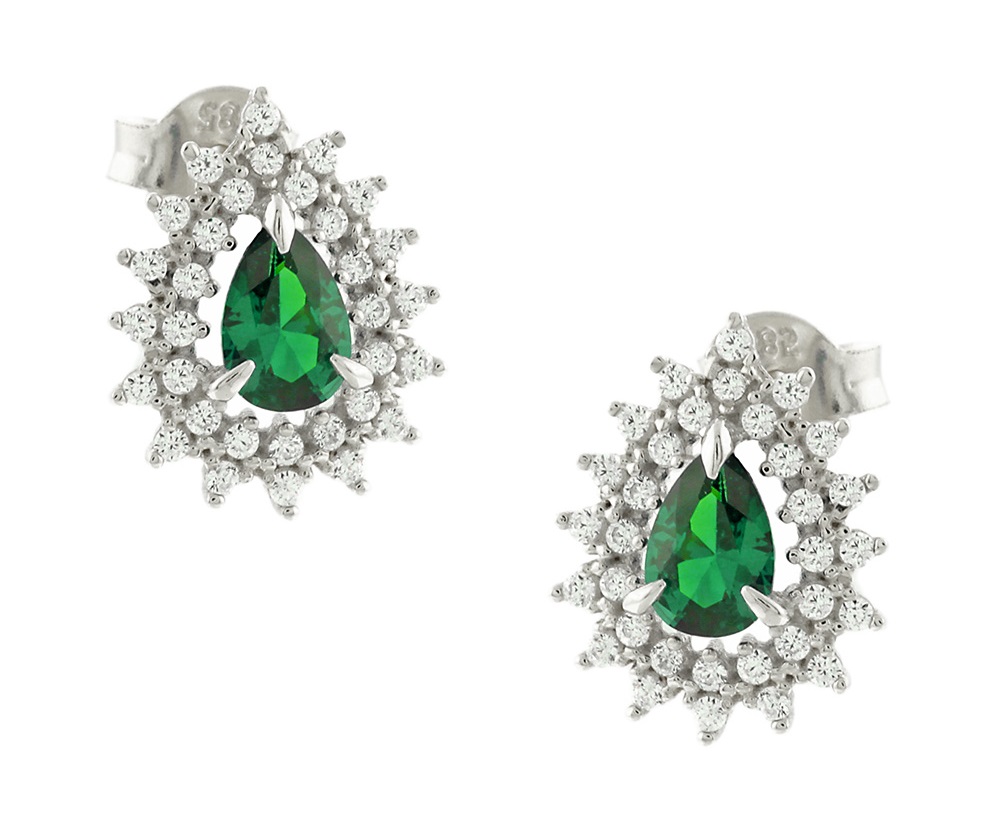 EARRINGS Rosette SENZIO with Zircon 14K White Gold 5FAV.882153BOR - 