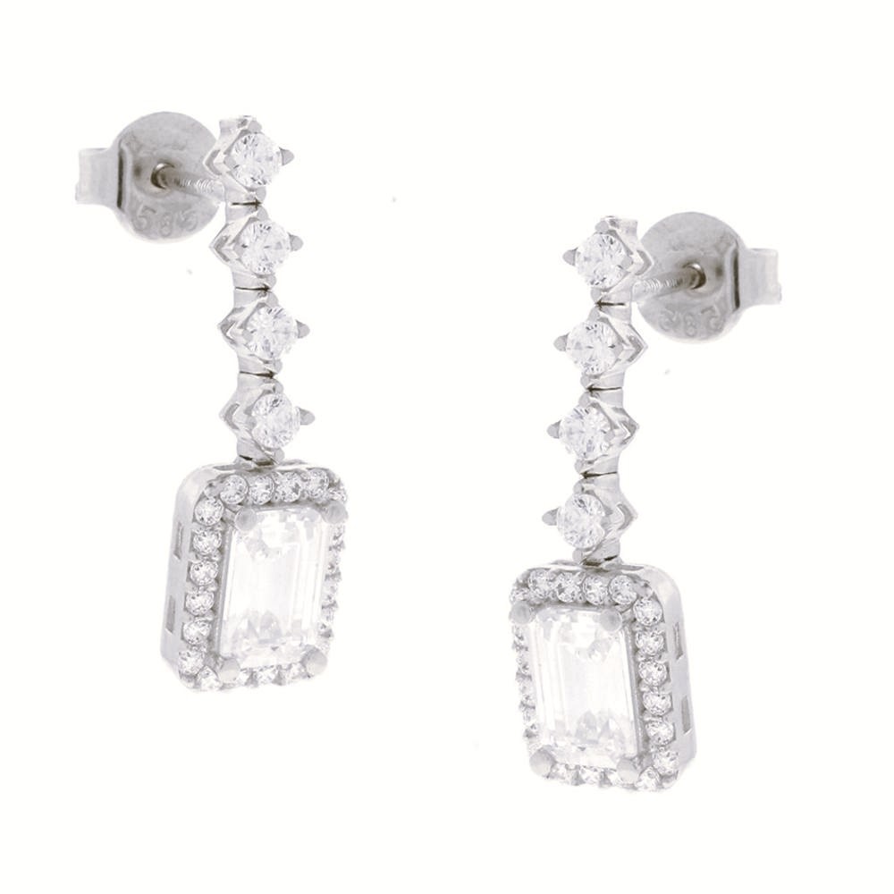 ΣΚΟΥΛΑΡΙΚΙΑ SENZIO Collection Λευκό Χρυσό 14Κ με Πέτρες Ζιργκόν 5FAV.8842BOR - 