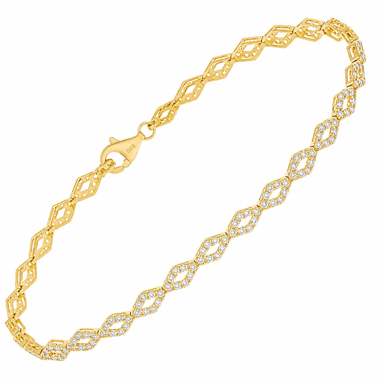 BRACELET Women's SENZIO Collection K14 Yellow Gold with Zircon Stones 5FAV.920B - 