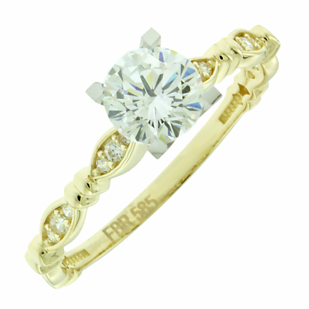 RING Single Stone Yellow and White Gold 14K with Zircon 5FM.01.12212R