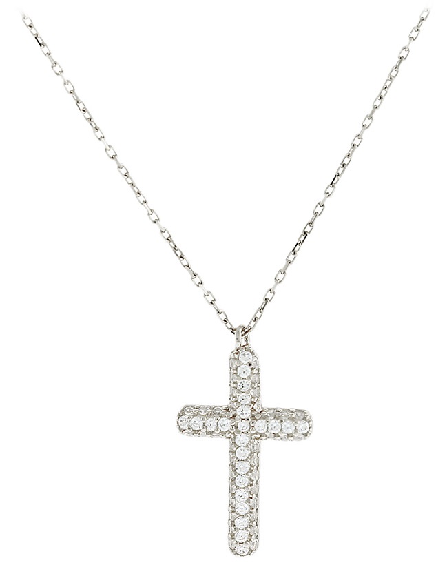 ΣΤΑΥΡΟΣ Λευκό Χρυσό με Αλυσίδα 14Κ και Ζιργκόν 5FM.01.2223BC - 