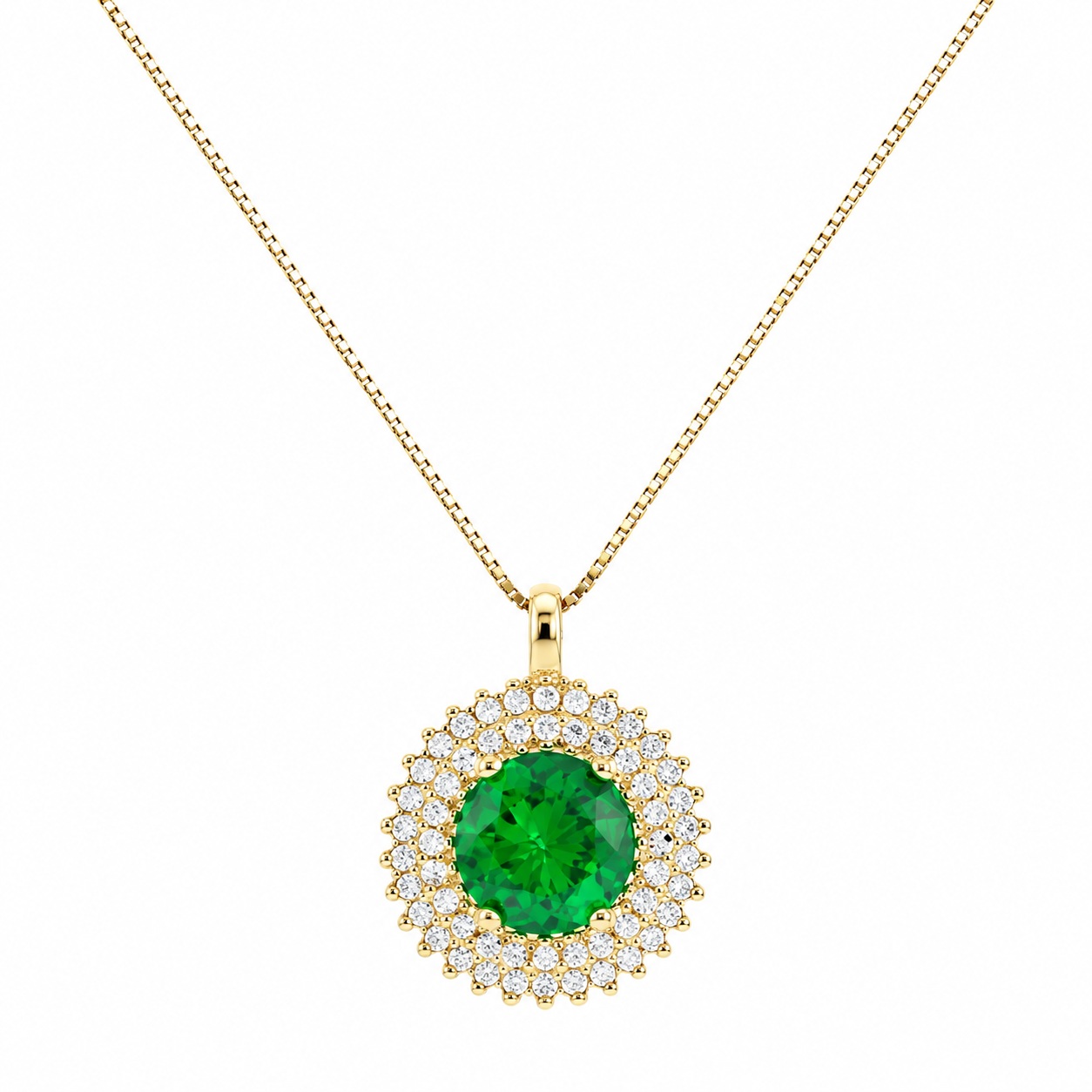 NECKLACE Rosette SENZIO Collection K14 Yellow Gold with Zircon Stones 5FM.1303C - 