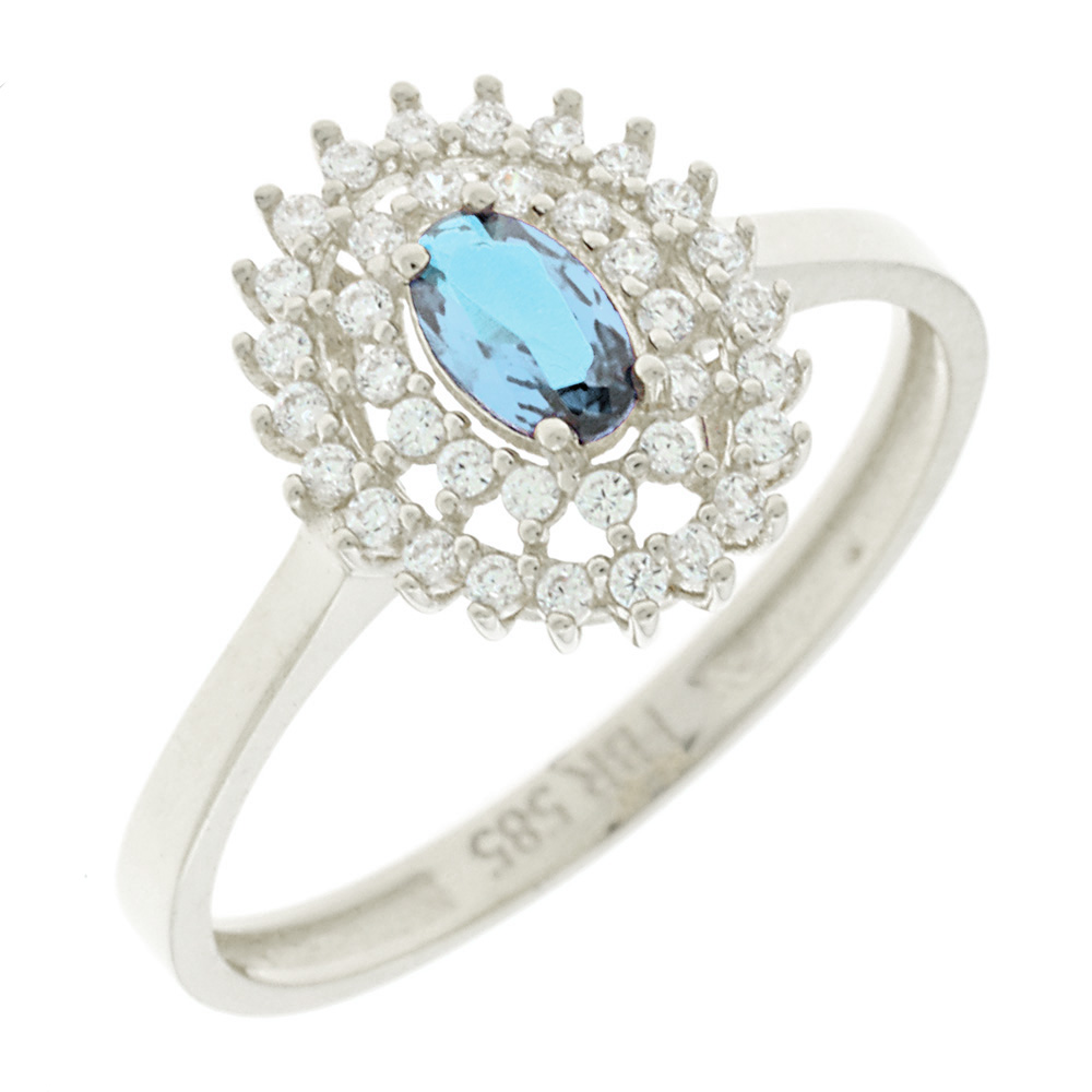 RING Rosette White Gold K14 with Zircon Stones 5FM.11544BR - 