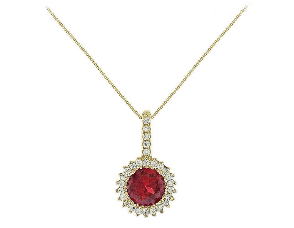 NECKLACE Rosette with Zircon in 14K Yellow Gold 5FM.01.20554C - 