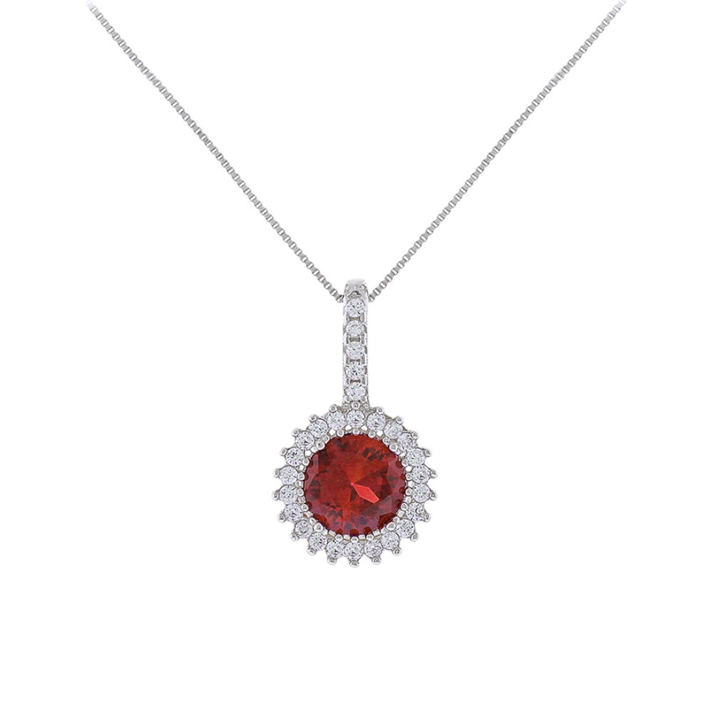 NECKLACE Rosette SENZIO Collection K14 White Gold with Zircon Stones 5FM.20555BC - 
