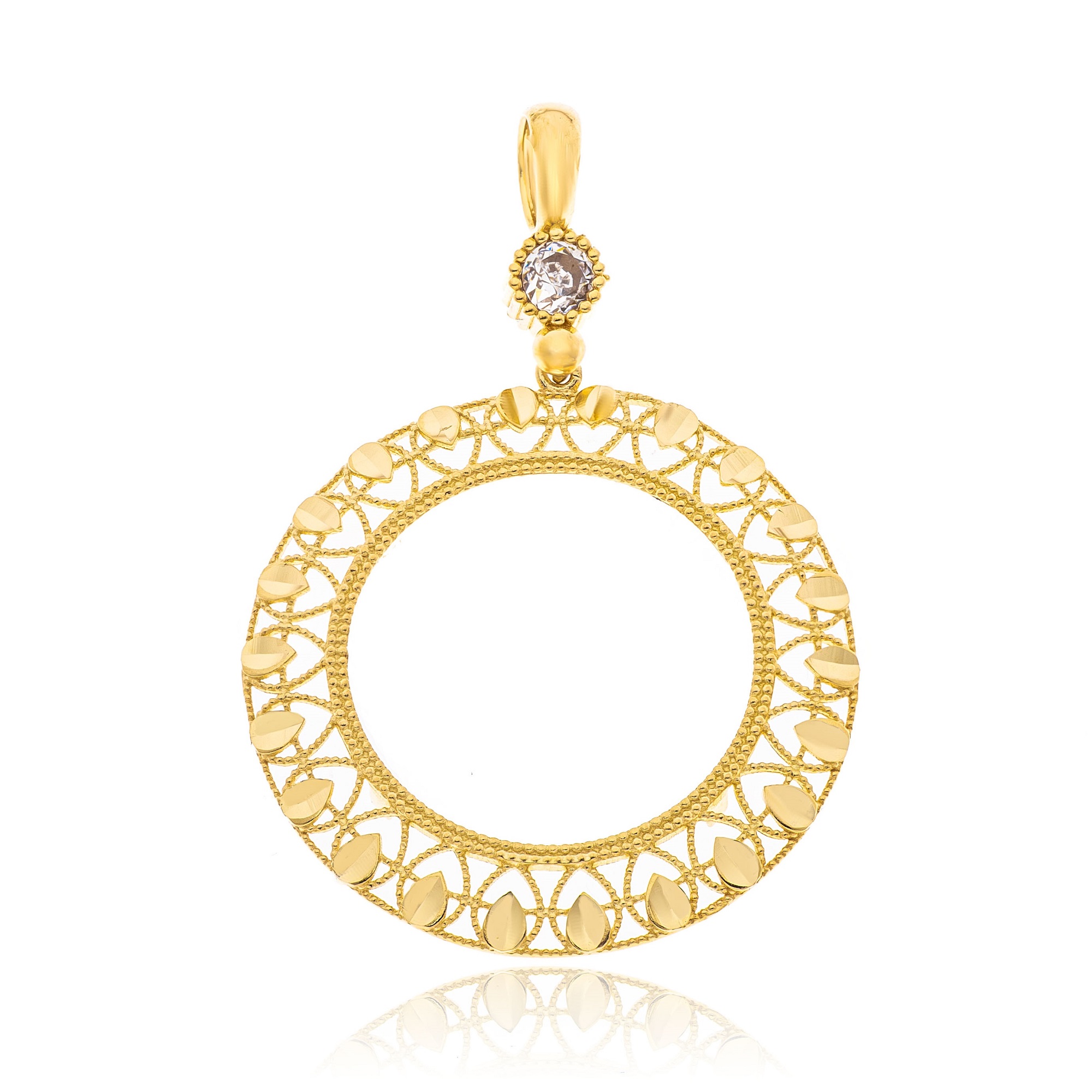 PENDANT Sovereign Holder SENZIO Collection K14 Yellow Gold with Zircon Stones 5KOR.4366 - 