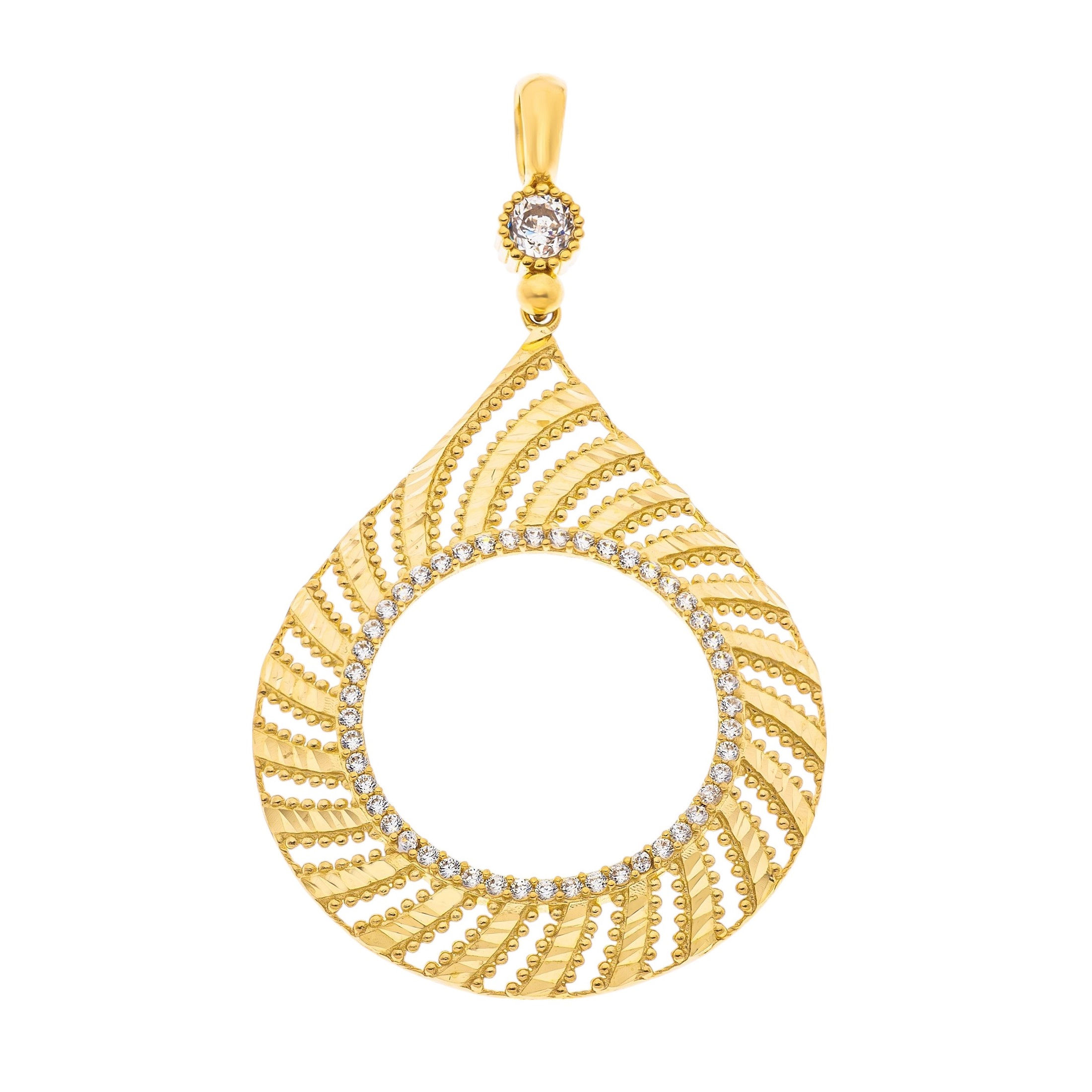 PENDANT Sovereign Holder SENZIO Collection K14 Yellow Gold with Zircon Stones 5KOR.4369 - 