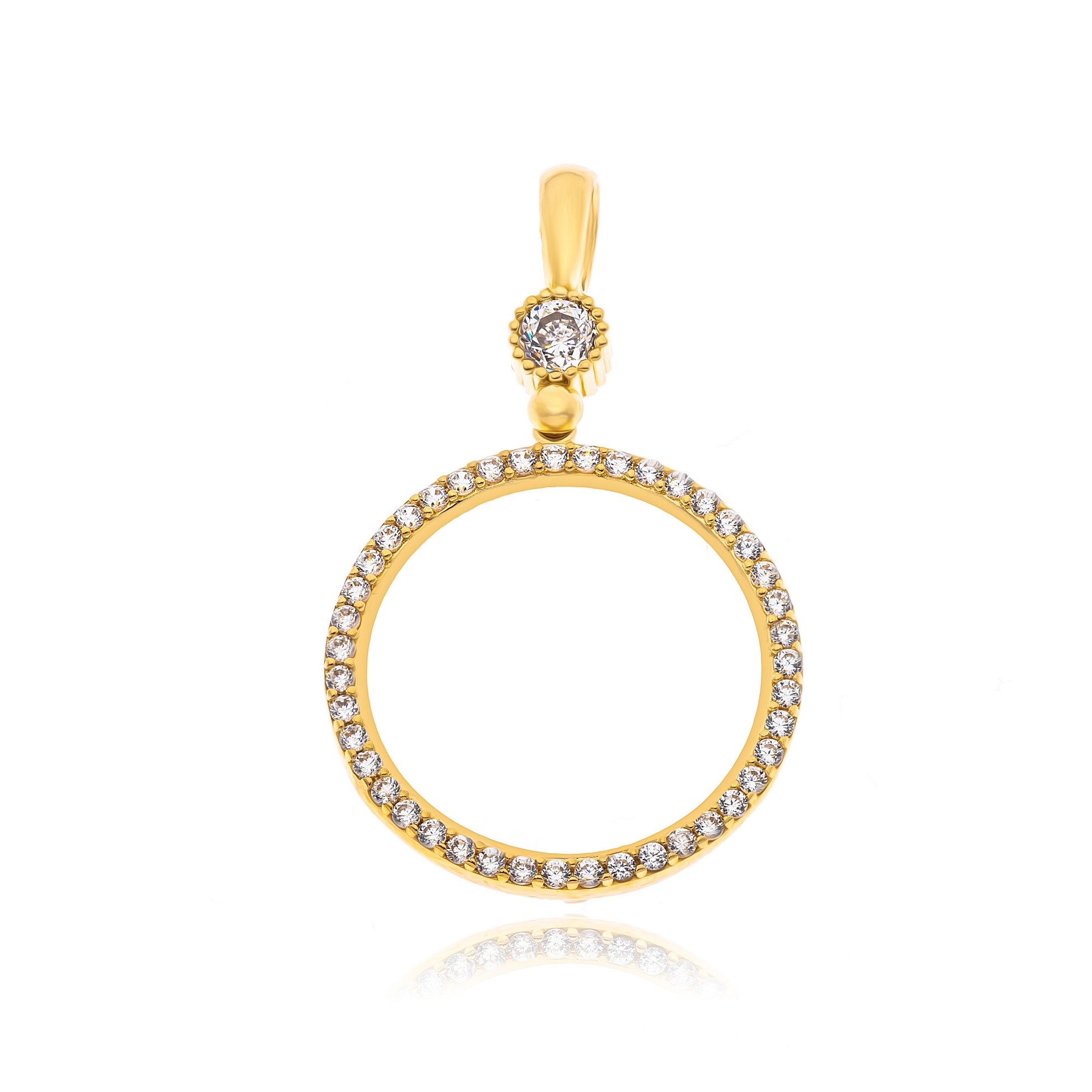 PENDANT Sovereign Holder Full Stones SENZIO Collection K14 Yellow Gold with Zircon Stones 5KOR.4376 - 