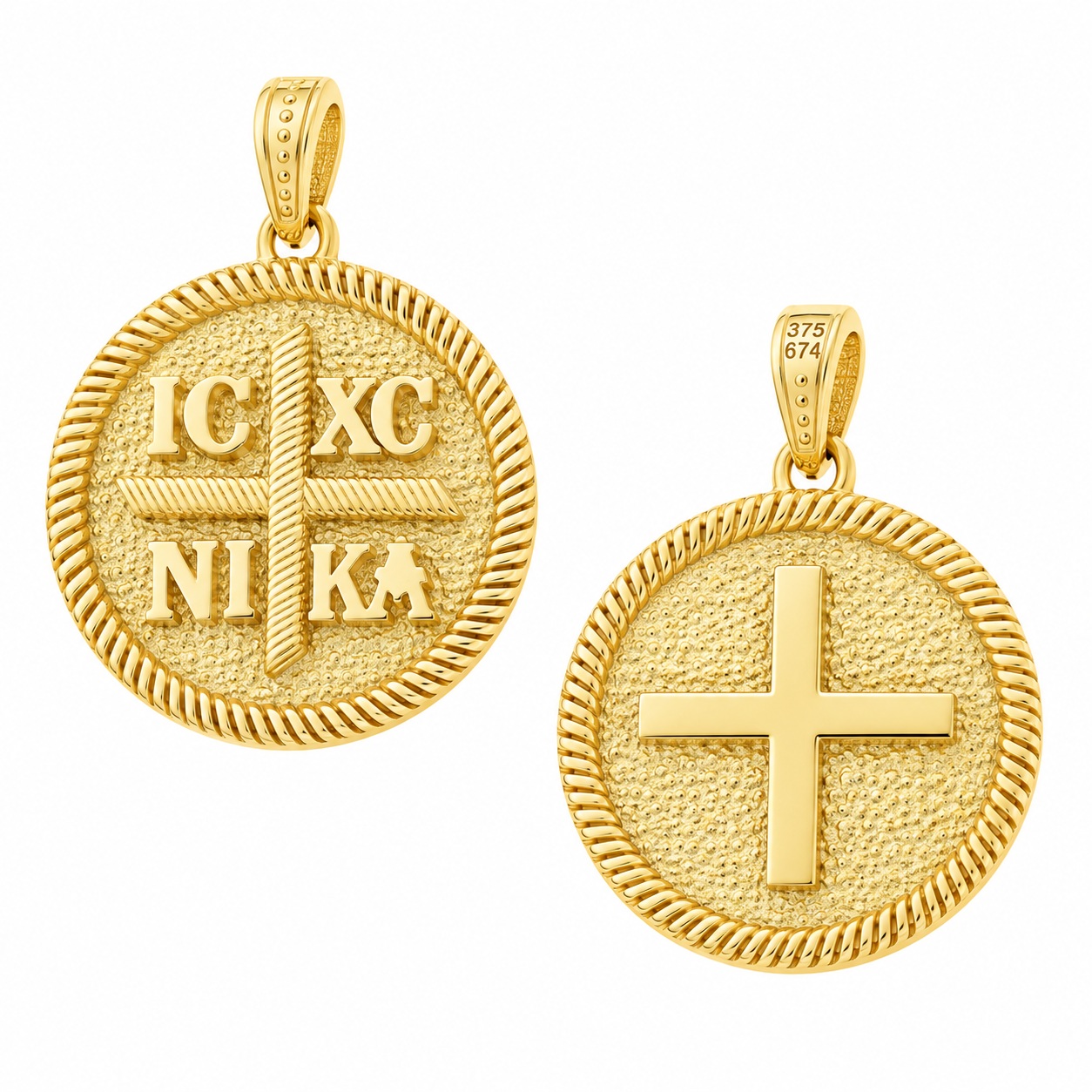 PENDANT Double-Faced Constantinato SENZIO Collection from K14 Yellow Gold 5KR.D380P - 