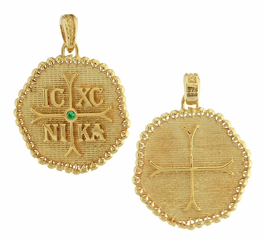 ΚΩΝΣΤΑΝΤΙΝΑΤΟ Διπλής Όψης από Κ14 Κίτρινο Χρυσό με Ζιργκόν 5KR.02.D389P