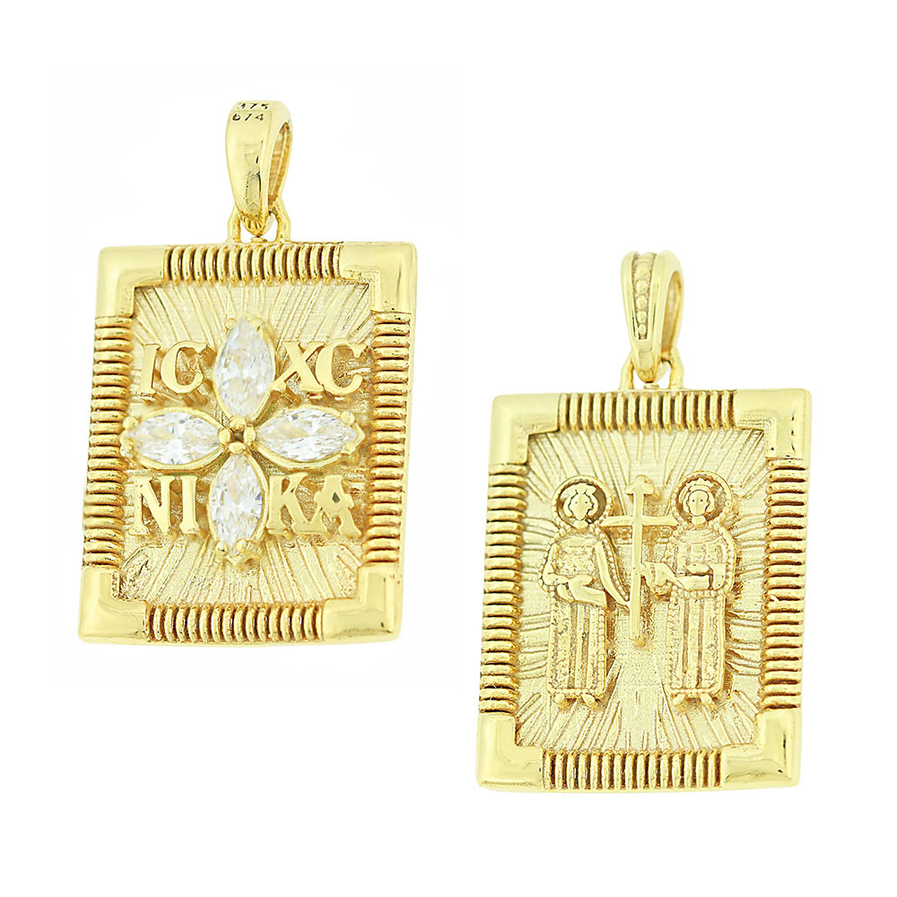 CHRISTIAN CHARMS Amulet Double Sided SENZIO Collection K14 Yellow Gold with Zircon Stones 5KR.D444P - 