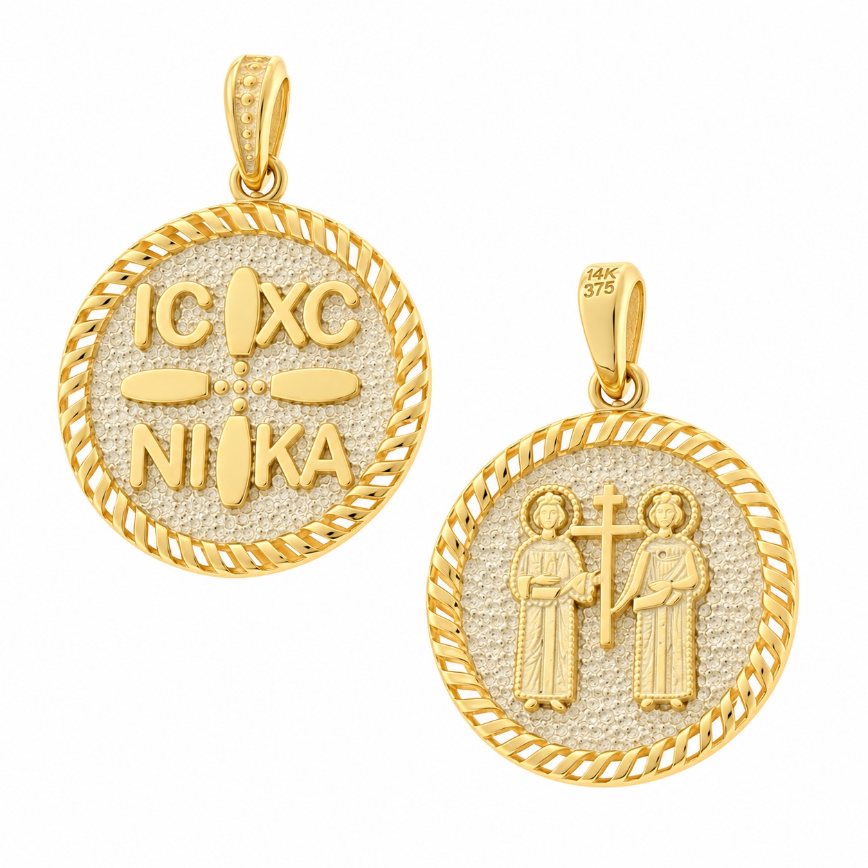 PENDANT Double-Faced Constantinato SENZIO Collection from K14 Yellow Gold 5KR.D646P - 