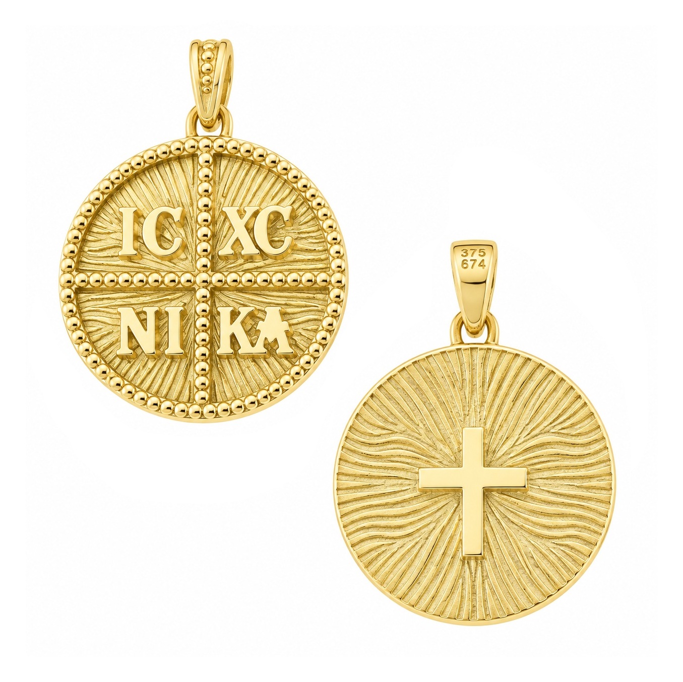 PENDANT Double-Faced Constantinato SENZIO Collection from K14 Yellow Gold 5KR.D554P - 
