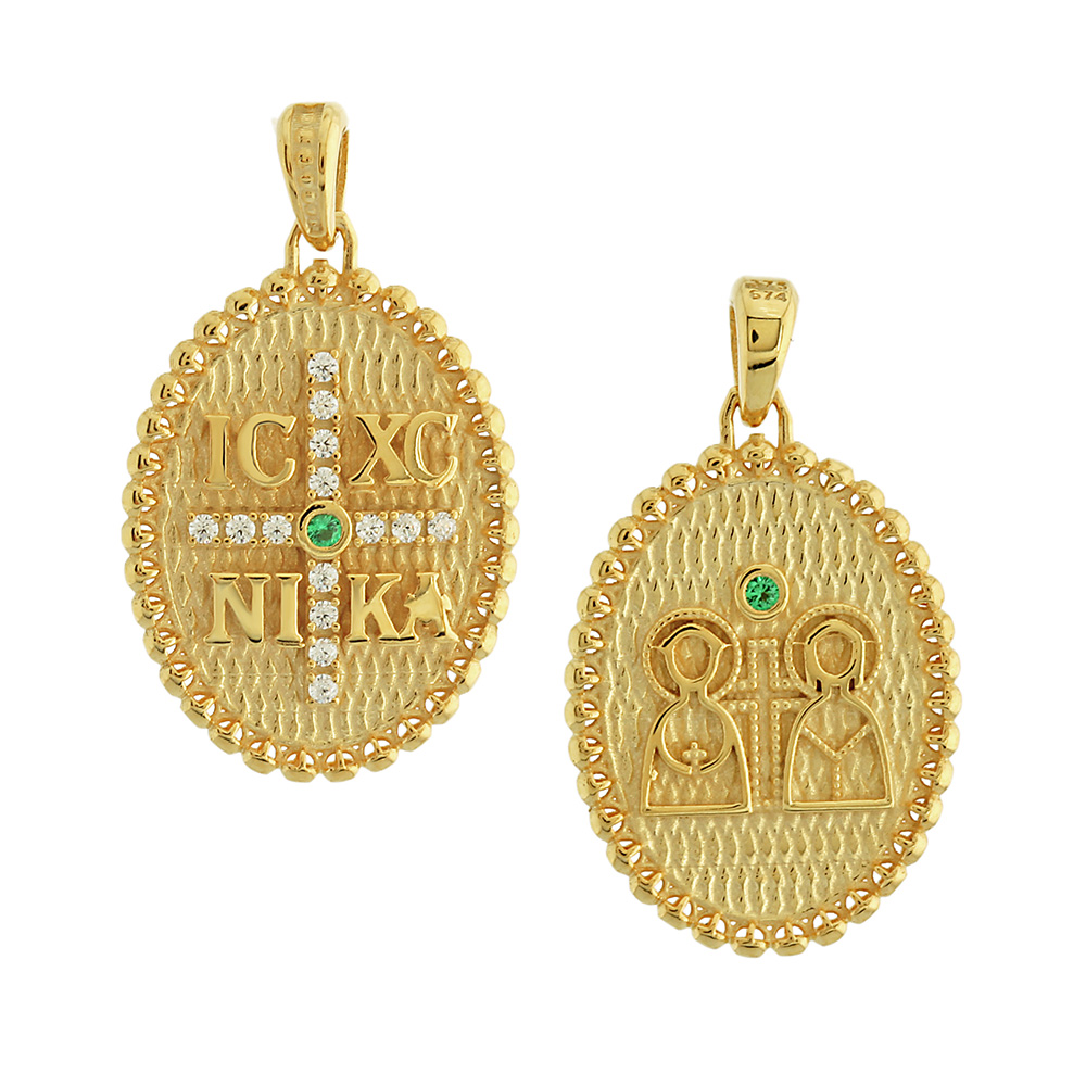 CHRISTIAN CHARMS Amulet Double Sided SENZIO Collection K14 Yellow Gold with Zircon Stones 5KR.D371P - 