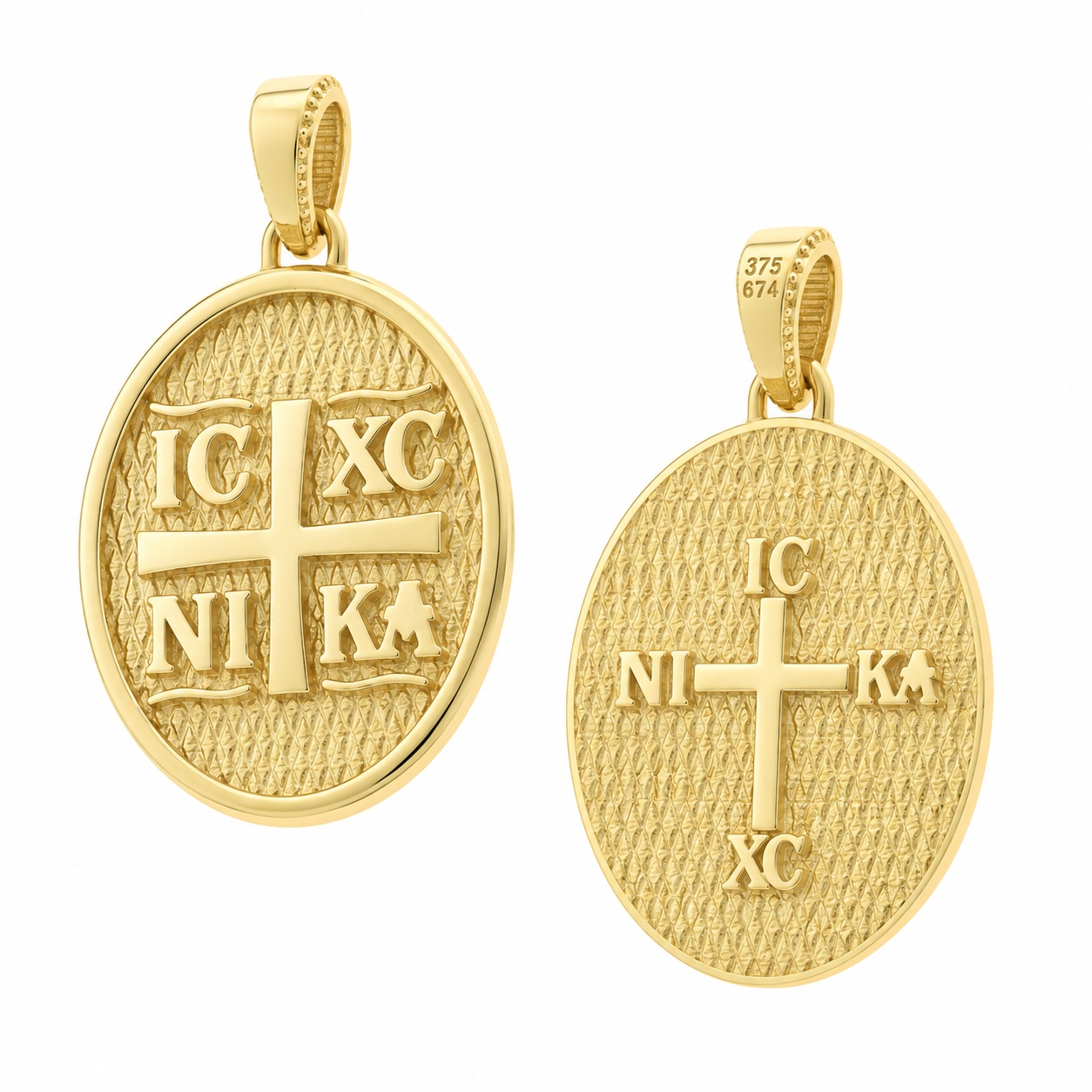 PENDANT Double-Faced Constantinato SENZIO Collection from K14 Yellow Gold 5KR.D353P - 