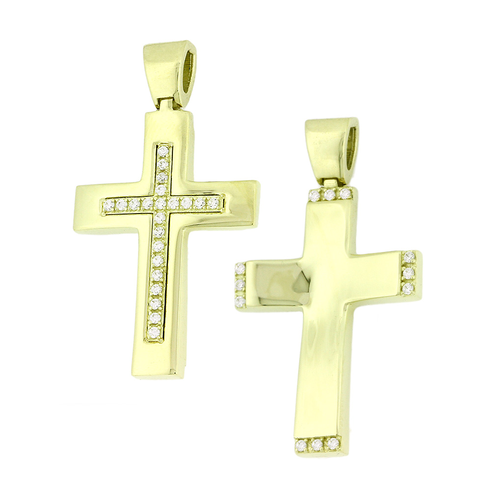CROSS Double Sided from Yellow Gold 14K with Zircon 5KR.D39CR
