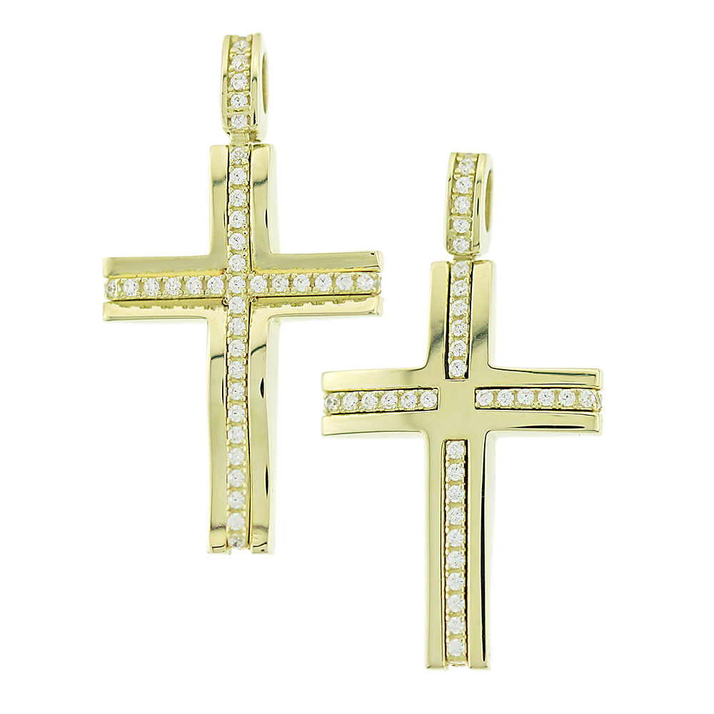 CROSS Double Sided from Yellow Gold 14K with Zircon 5KR.D99CR
