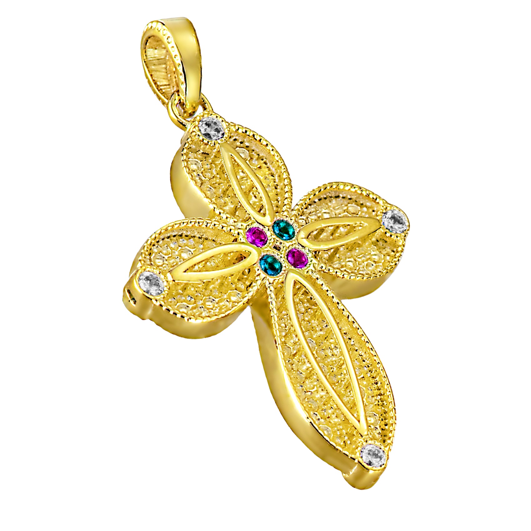 CROSS Women's Double Sided SENZIO Collection K14 Yellow Gold with Zircon Stones 5LAV.CR1097G