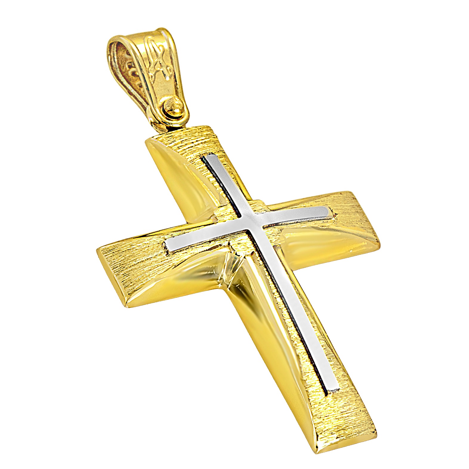 ΣΤΑΥΡΟΣ Ανδρικός SENZIO Collection από Κ14 Κίτρινο & Λευκό Χρυσό 5LAV.CR8227 - 