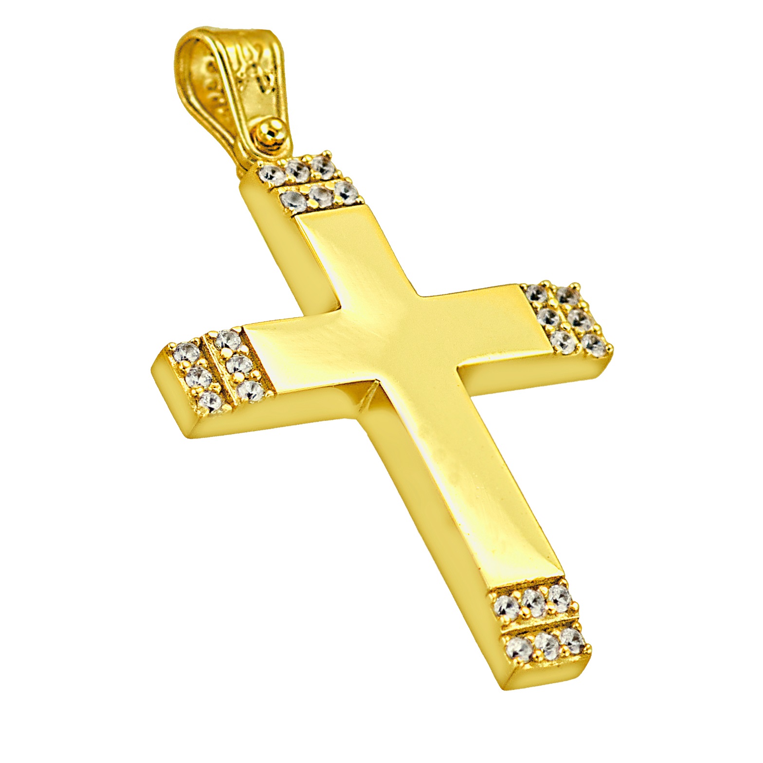 ΣΤΑΥΡΟΣ Γυναικείος SENZIO Collection από Κ14 Κίτρινο Χρυσό με Πέτρες Ζιργκόν 5LAV.CR9367 - 