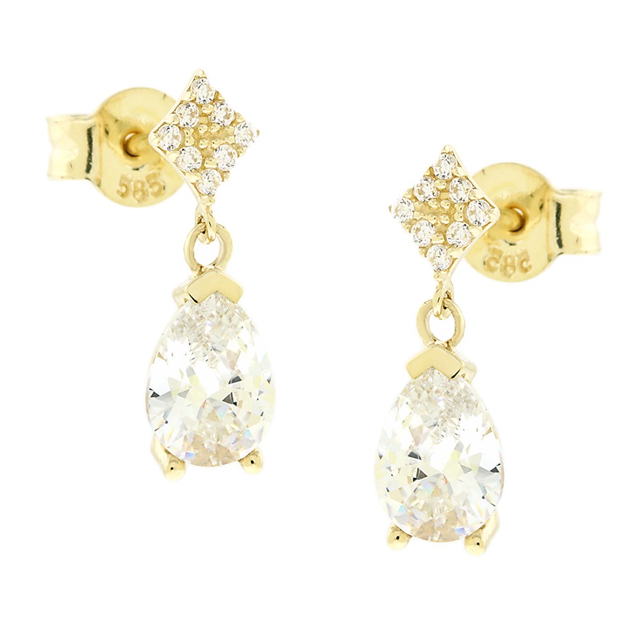 ΣΚΟΥΛΑΡΙΚΙΑ SENZIO Collection Κίτρινο Χρυσό 14Κ με Πέτρες Ζιργκόν 5MAK.01.7700OR - 